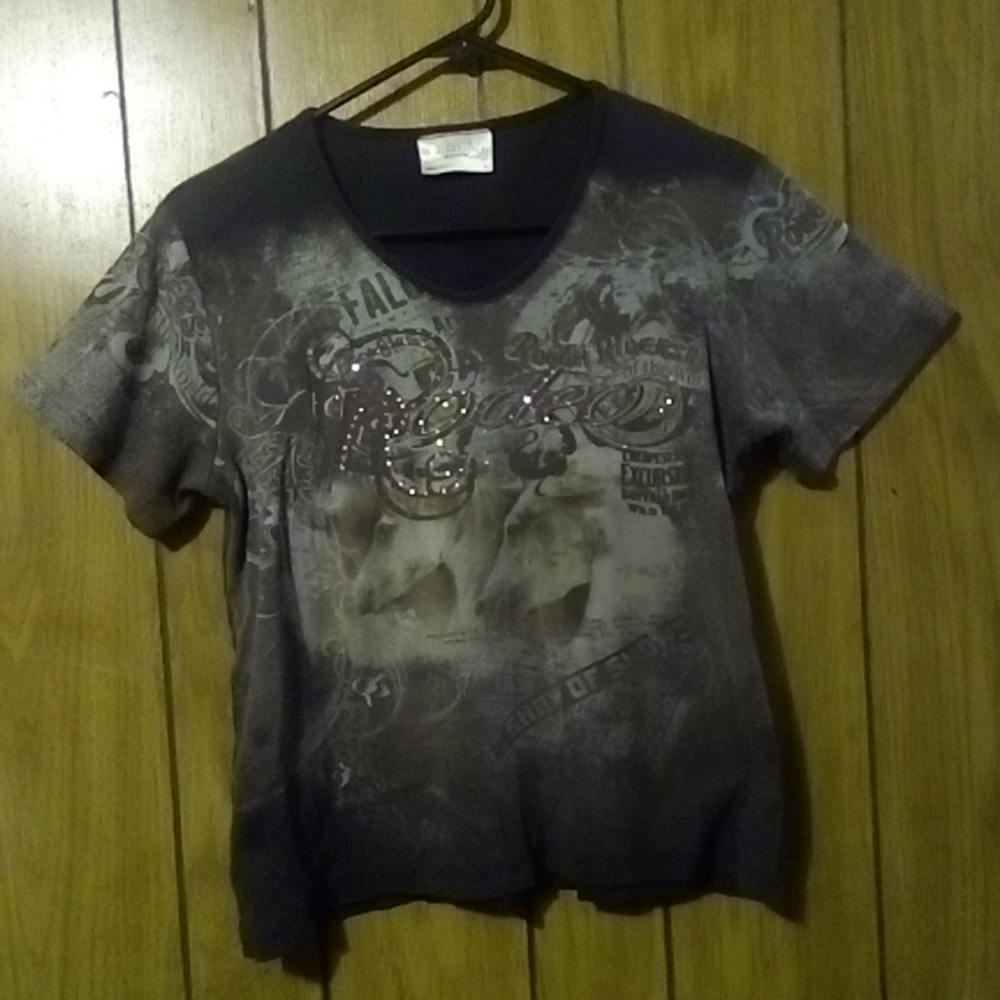Graphic T-Shirt - Black With Sparkle Sequins
